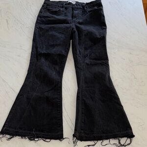 Frame le crop bell Black Flared Women Jeans raw hem stretch denim 30